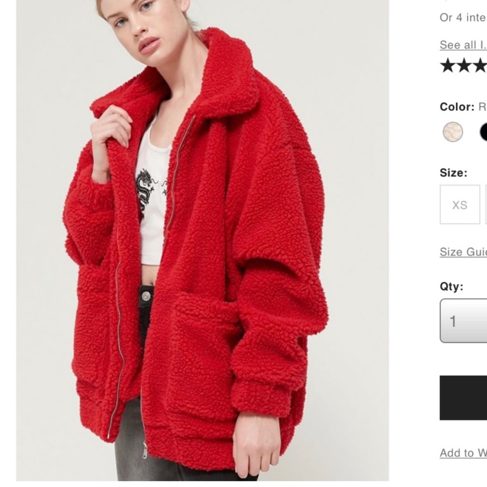 I.AM.GIA Pixie Teddy Coat in Red - Large